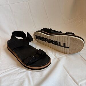 Merrell Juno Mid Zip Black Leather Sandals Women’s 7 J62522 Platform Comfort